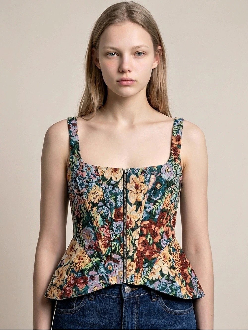 Floral Tapestry Corset Top Floral Camisole
